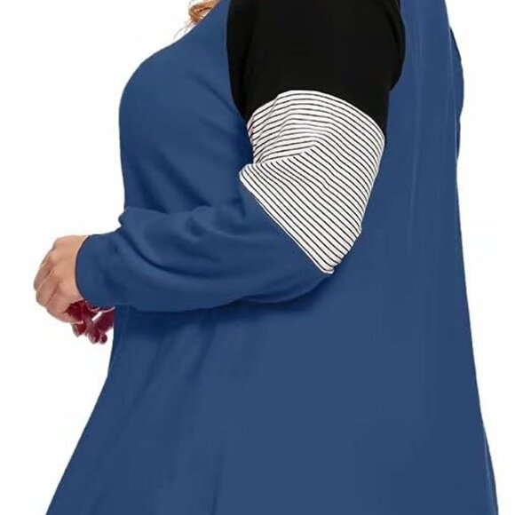 LARACE Plus Size Top Pullover Sweatshirt Color Block Tee Long Sleeve Tunic - Picture 4 of 6